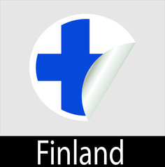 finland country flag sticker icon with white background