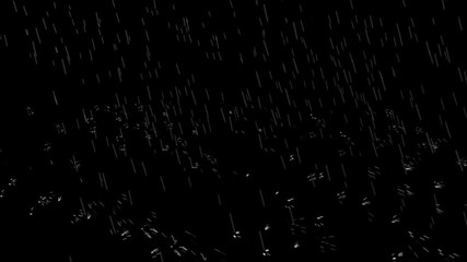 4k Rain Drops Falling Alpha Computer generated rain looped animation. heavy rain version. You can use any channel as alpha, or use soft light/overlay blending mode for adding to your composition.