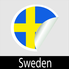 Swedish country flag sticker icon with white background