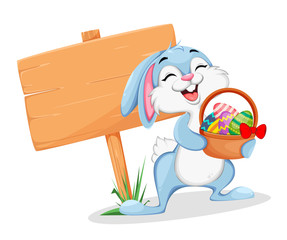 Funny Easter bunny cartoon character. - 327840849