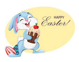 Funny Easter bunny cartoon character.