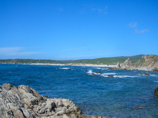 Fototapeta na wymiar beaches in Sardinia with granite rocks with blue sea