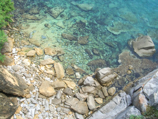 beaches in Sardinia with granite rocks with blue sea
