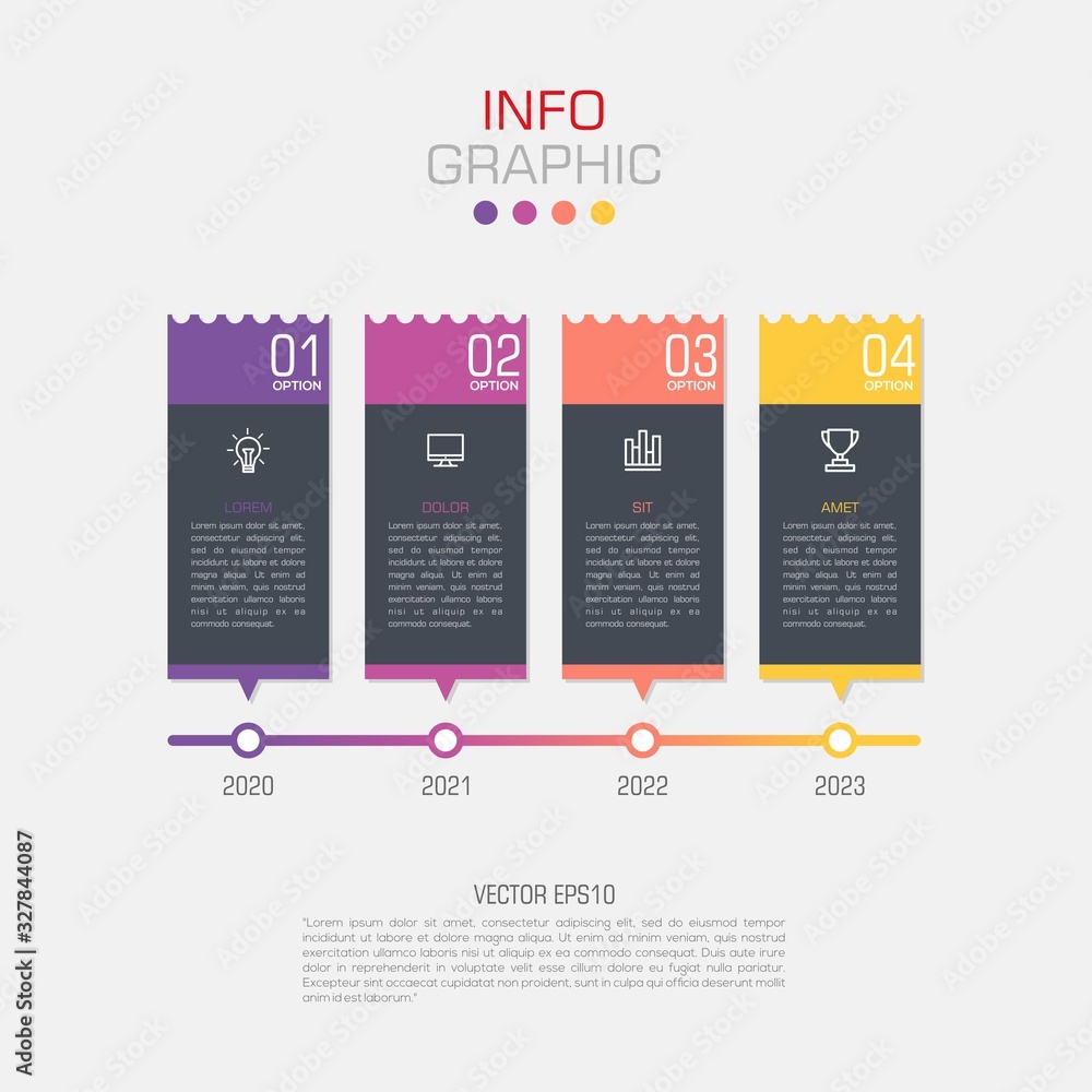 Fototapete business data visualization. infographic element with icons and options or steps. can be used for pr