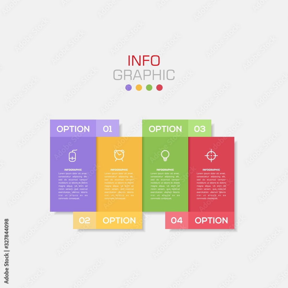 Fototapete business data visualization. infographic element with icons and options or steps. can be used for pr