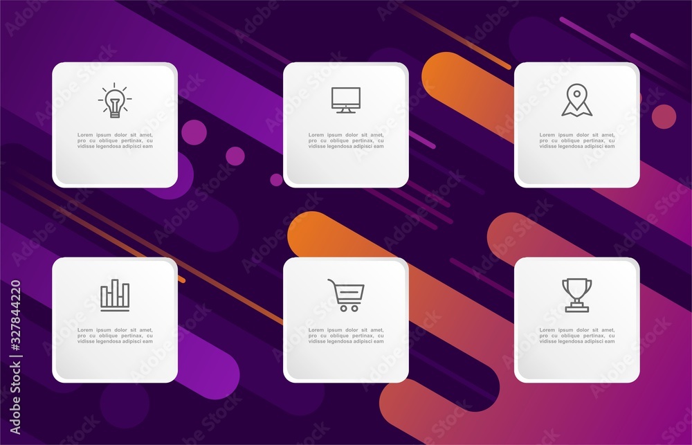 Fototapete business data visualization. infographic element with icons and options or steps. can be used for pr