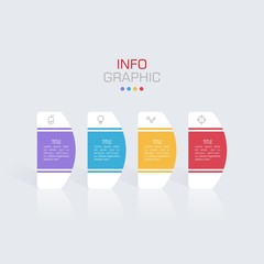Business data visualization. Infographic element with icons and options or steps. Can be used for process, presentation, diagram, workflow layout, info graph, web design. Vector business template.