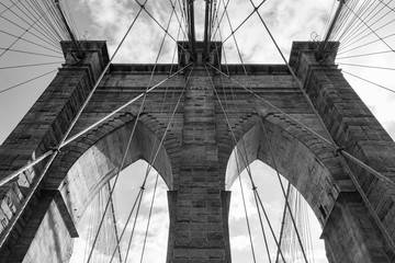 Black and White Arches on the Brooklyn Bridge in New York City