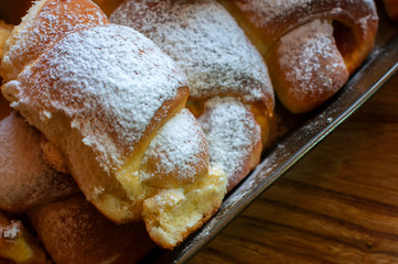 freshly baked sweet cakes filled with coffee
