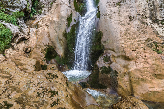 Close up on Horses Waterfall - Cascada Cailor located in Rodna National Park, Rodna Mountains in Maramures region of Romania