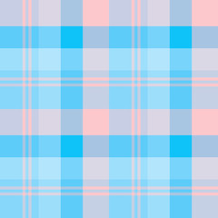 Seamless pattern in fine positive blue and pink colors for plaid, fabric, textile, clothes, tablecloth and other things. Vector image.