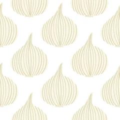 Gardinen Küche Muster  Abstract onion seamless pattern on white backdrop. Hand drawn onion bulb vegetable wallpaper.  © smth.design
