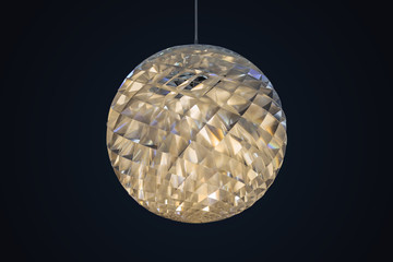White modern pendant light, paper plastic sphere chandelier in Scandinavian style