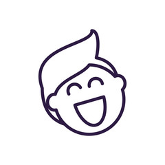 cartoon man laughing, line style icon