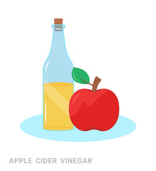 Vector illustration of apple cider vinegar. Food additive on a white background.