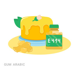 Vector illustration of gum arabic. Food additive on a white background.