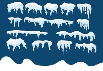 Snowdrifts of snow on a dark blue background. Vector illustration