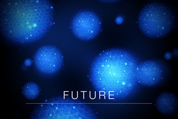 Abstract dark blue particles background. 