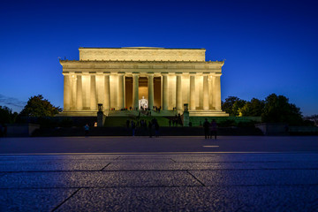 Washington DC, United States: Abraham Lincoln Memorial at night.