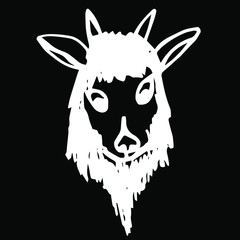 Vector illustration. Close-up of hand-drawn cartoon character on black background. Cover design, clothing print.