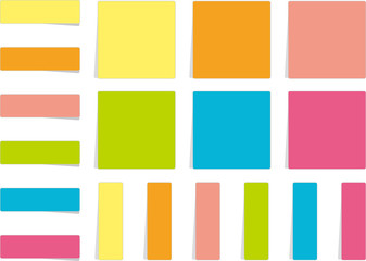 付箋フレームのカラフルなバリエーションのあるベクターイラストセット