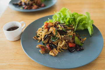 Spicy Stir Fried Spaghetti and Crispy Gourami Fish