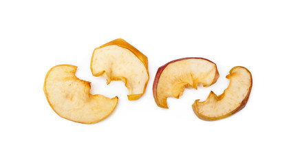 Dried sliced apples, fruit isolated on white background