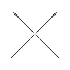 Crossed Spears Black Icon Vector Illustration.