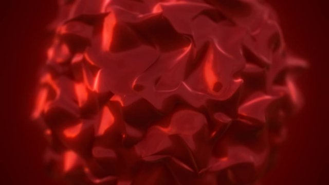 3d Plasma Red Blood Cell Textured Seamless Looping/ 4k animation of an abstract plasma ball on red background seamless looping