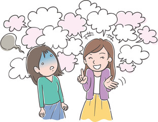 おしゃべりな女性＆話を聞かされてうんざりしている女性