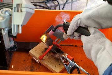 Dazzling light of welding work