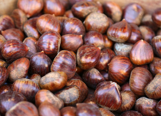 Edible chestnuts texture as very nice food background