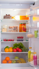  white fridge with different food