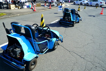 Blue two seat battery cart