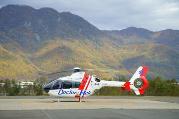 Blur image of medical helicopter