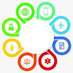 Infographic circular vector template, business, travel and medicine concept with 8 options, web presentation in eps 10