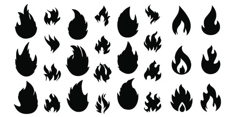 Naklejka na ściany i meble Fire flames set icons vector illustration