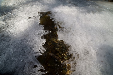 River water frozen in winter