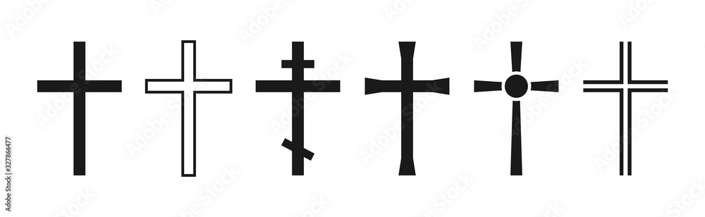 Wall mural cross symbol. christian cross icon collection. vector - Wall murals