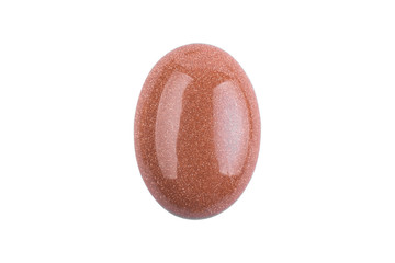 Natural cabochon stone on a white background