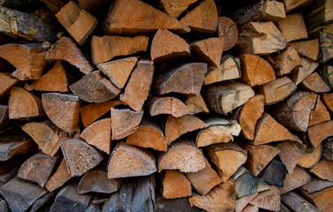  use the stove. Old firewood is stacked. heating
