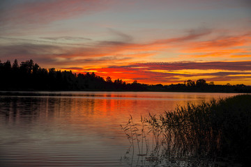 sunset over the lake
