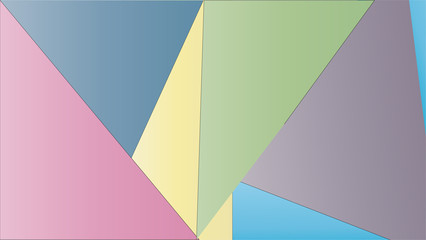 Soft blank multi colored pink, yellow, green and blue pastel triangle geometric colored illustration background for various concepts and themes.