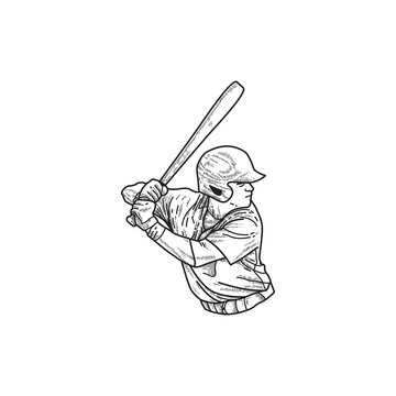 recommend clip art: line drawing vector of baseball player
