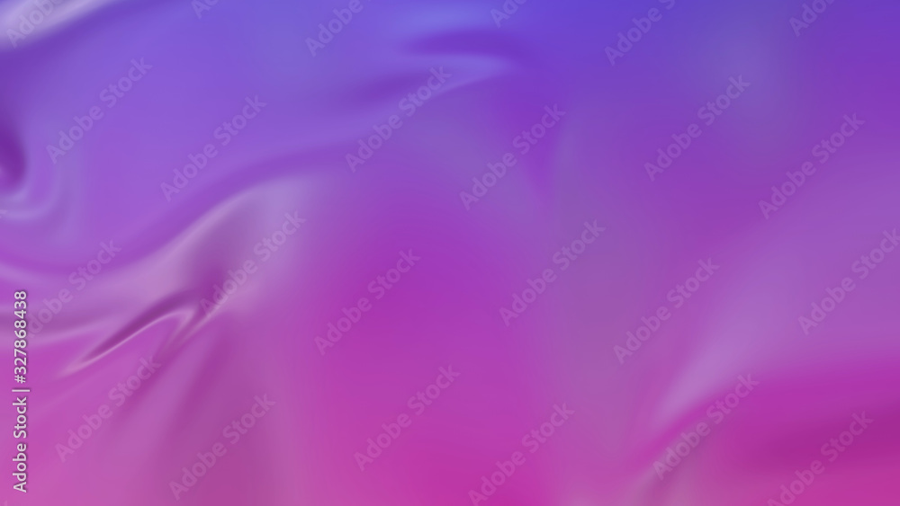 Poster 3d render beautiful folds of light silk with red blue gradient in full screen. beautiful clean fabri