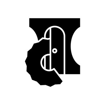 Pensil sharpener black icon, concept illustration, vector flat symbol, glyph sign.