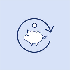 Conceptual vector roi icon return of investment | modern flat design marketing and business linear illustration and infographic concept on blue background