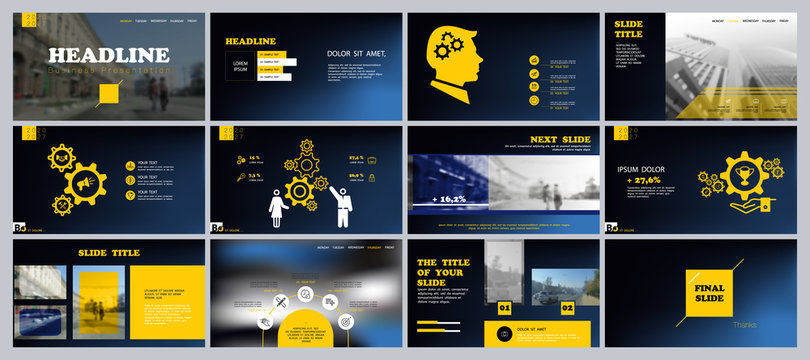 Business presentation turquoise, design template infographic elements on white background. Teamwork of people in the city, businessman. Use in presentation, corporate report leaflets, marketing banner