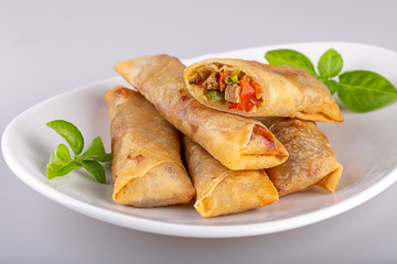 pancakes stuffed with meat and vegetables