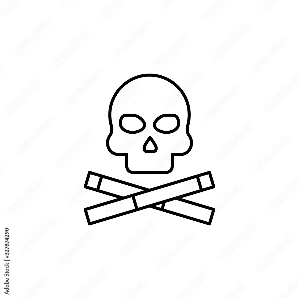 Poster cigarette, skull icon. simple line, outline vector elements of quit smoking for ui and ux, website o